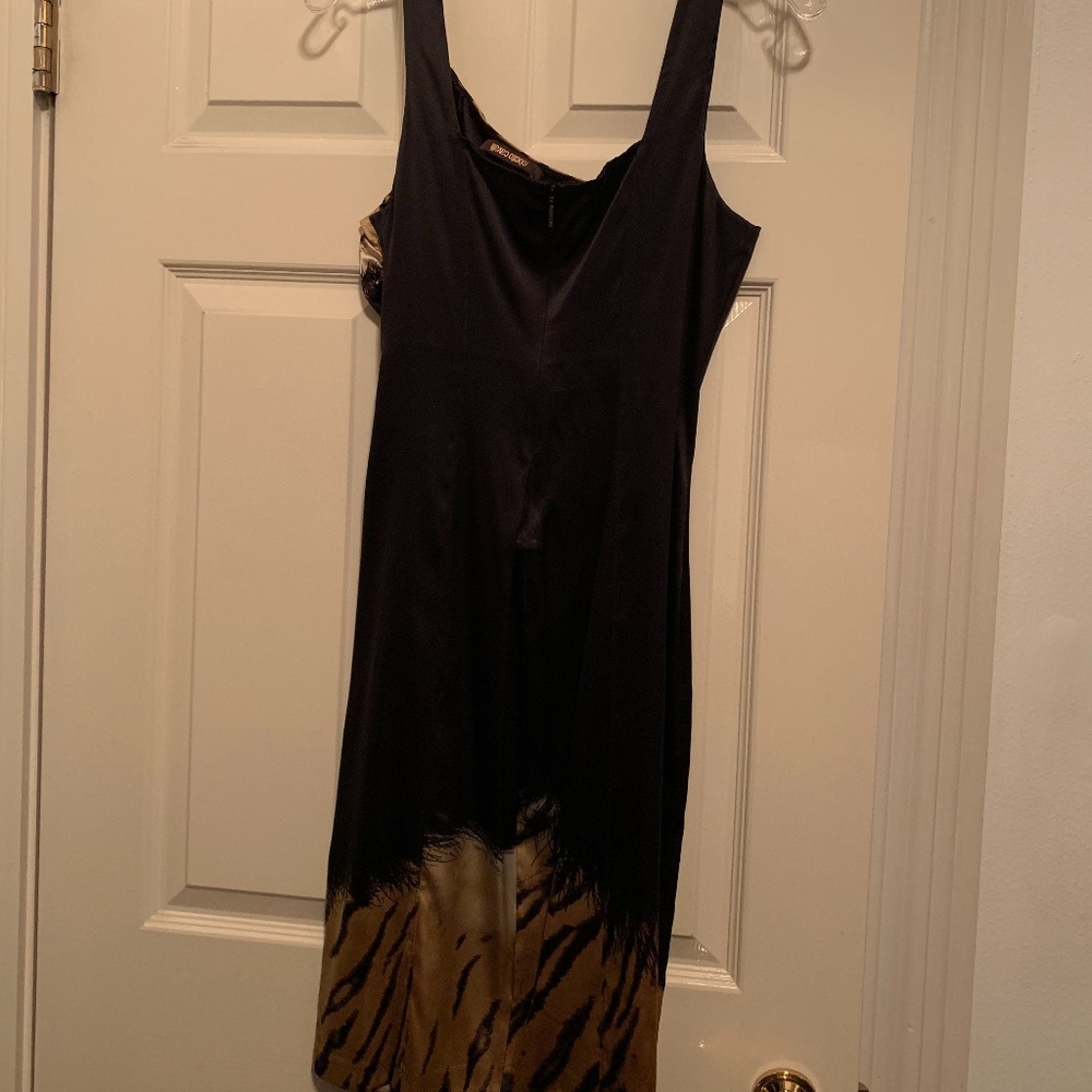 Roberto Cavalli Black Dress w/ Animal Print